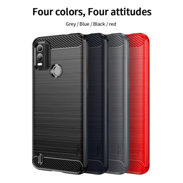 For Nokia C21 Plus MOFI Gentleness Brushed Carbon Fiber Soft TPU Case(Red) - Nokia Cases by MOFI | Online Shopping South Africa | PMC Jewellery