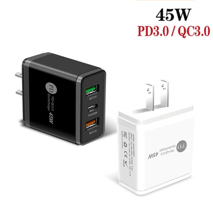 45W PD3.0 + 2 x QC3.0 USB Multi Port Quick Charger, US Plug(Black) - USB Charger by PMC Jewellery | Online Shopping South Africa | PMC Jewellery | Buy Now Pay Later Mobicred