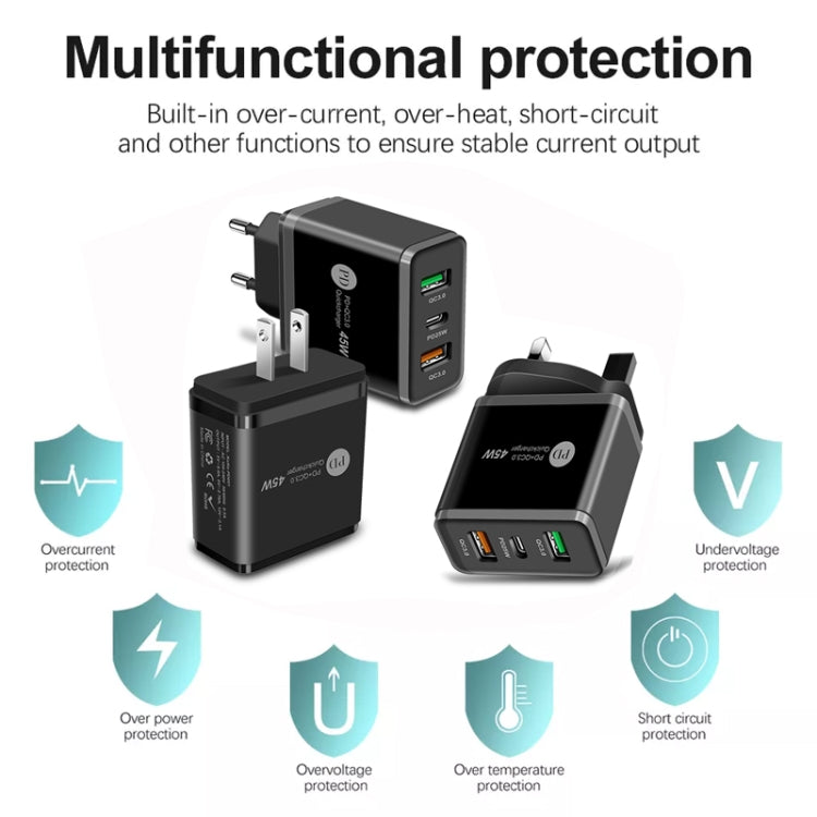 45W PD3.0 + 2 x QC3.0 USB Multi Port Quick Charger, US Plug(White) - USB Charger by PMC Jewellery | Online Shopping South Africa | PMC Jewellery | Buy Now Pay Later Mobicred