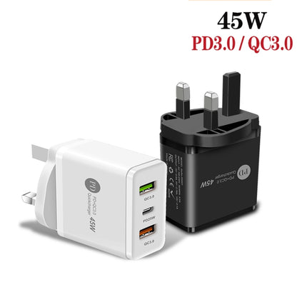 45W PD3.0 + 2 x QC3.0 USB Multi Port Quick Charger, UK Plug(Black) - USB Charger by PMC Jewellery | Online Shopping South Africa | PMC Jewellery | Buy Now Pay Later Mobicred