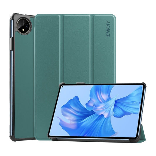 For Huawei MatePad Pro 11 2022 ENKAY Plastic Back Cover Smart Leather Stand Case(Dark Green) - Huawei by ENKAY | Online Shopping South Africa | PMC Jewellery | Buy Now Pay Later Mobicred