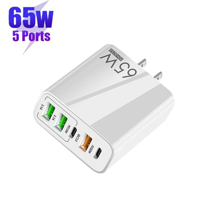 65W Dual PD Type-C + 3 x USB Multi Port Charger for Phone and Tablet PC, US Plug(White) - USB Charger by PMC Jewellery | Online Shopping South Africa | PMC Jewellery | Buy Now Pay Later Mobicred