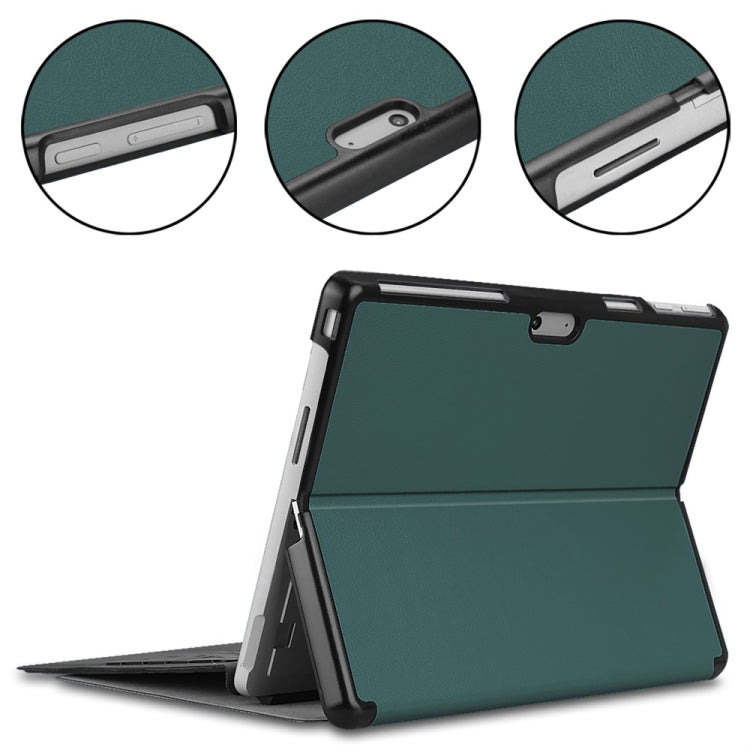 For Microsoft Surface Pro 9 JUNSUNMAY Custer Solid Color 3-Fold Stand Leather Tablet Case(Dark Green) - free shipping - PMC TechLife - Order now!