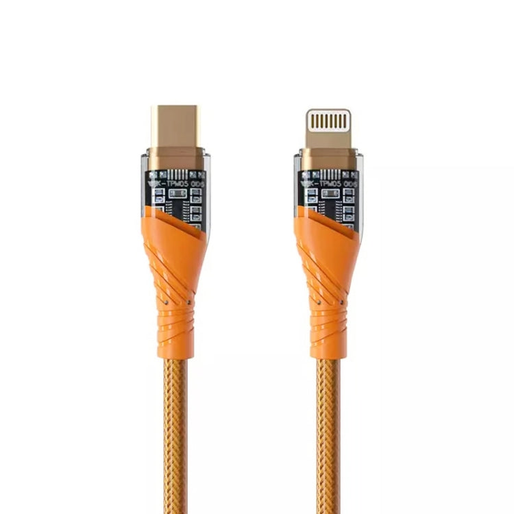 PD30W USB-C / Type-C to 8 Pin Transparent 3A Fast Charging Data Cable, Length: 1m(Orange) - 2 in 1 Cable by PMC Jewellery | Online Shopping South Africa | PMC Jewellery | Buy Now Pay Later Mobicred