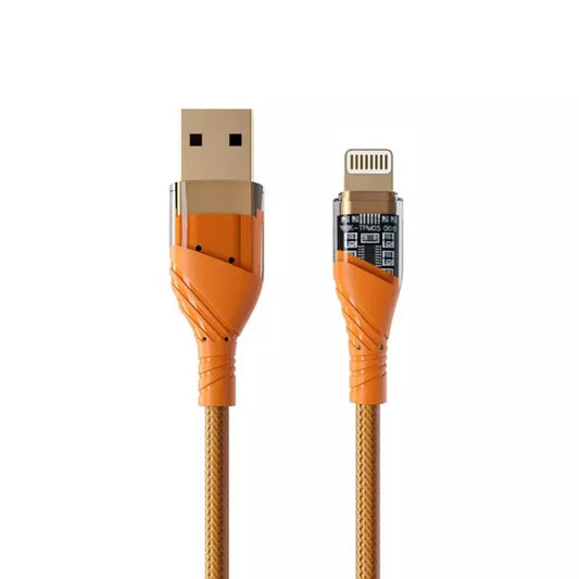 2.4A USB to 8 Pin Transparent Fast Charging Data Cable, Length: 1m(Orange) - Normal Style Cable by PMC Jewellery | Online Shopping South Africa | PMC Jewellery | Buy Now Pay Later Mobicred