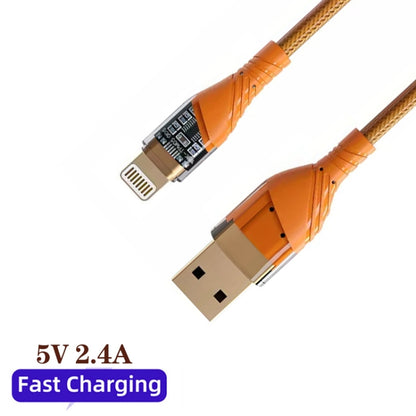 2.4A USB to 8 Pin Transparent Fast Charging Data Cable, Length: 1m(Orange) - Normal Style Cable by PMC Jewellery | Online Shopping South Africa | PMC Jewellery | Buy Now Pay Later Mobicred