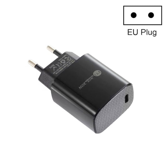 PD11 Mini Single Port PD3.0 USB-C / Type-C 20W Fast Charger for iPhone / iPad Series, EU Plug(Black) - USB Charger by PMC Jewellery | Online Shopping South Africa | PMC Jewellery | Buy Now Pay Later Mobicred