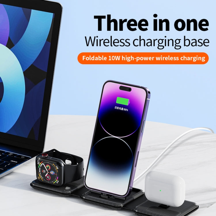 A75 Folding 3 in 1 Wireless Charger Suitable for Apple Watch Mobile Phone Headset(Black) - Wireless Charger by PMC Jewellery | Online Shopping South Africa | PMC Jewellery