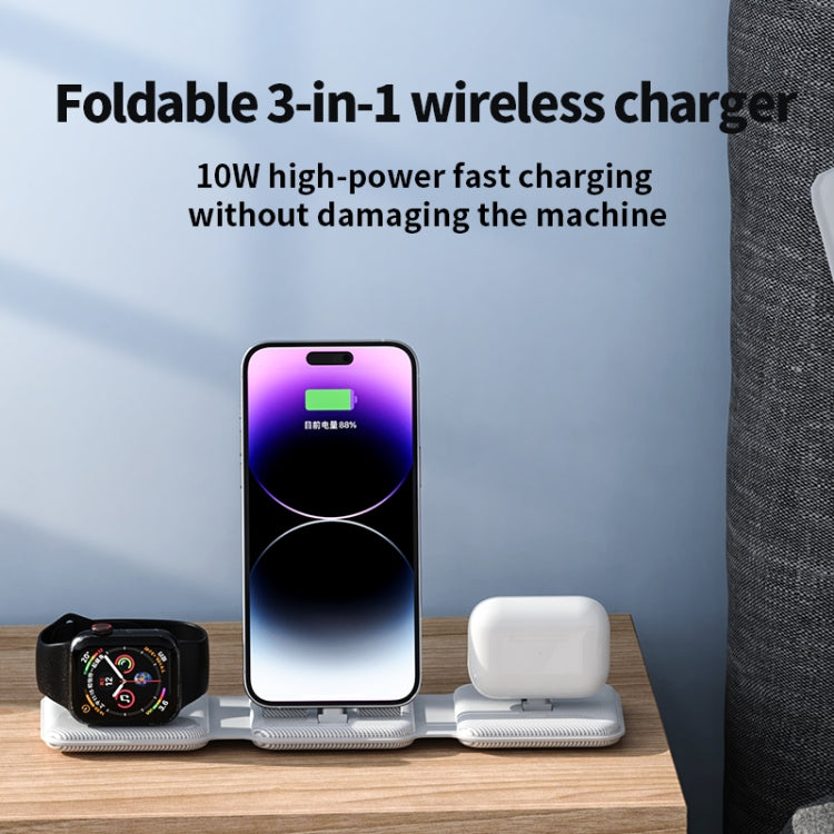 A75 Folding 3 in 1 Wireless Charger Suitable for Apple Watch Mobile Phone Headset(White) - Wireless Charger by PMC Jewellery | Online Shopping South Africa | PMC Jewellery