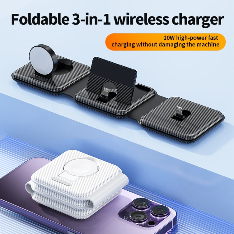 A75 Folding 3 in 1 Wireless Charger Suitable for Apple Watch Mobile Phone Headset(White) - Wireless Charger by PMC Jewellery | Online Shopping South Africa | PMC Jewellery