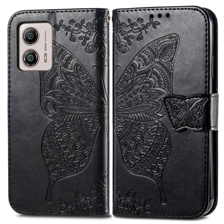 For Motorola Moto E13 Butterfly Love Flower Embossed Flip Leather Phone Case(Black) - Motorola Cases by PMC Jewellery | Online Shopping South Africa | PMC Jewellery | Buy Now Pay Later Mobicred