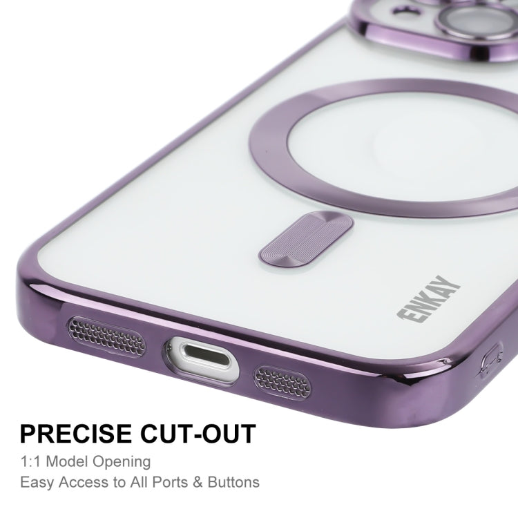 For iPhone 13 ENKAY Electroplated MagSafe Shockproof TPU Phone Case with Lens Film(Pink) - iPhone 13 Cases by ENKAY | Online Shopping South Africa | PMC Jewellery