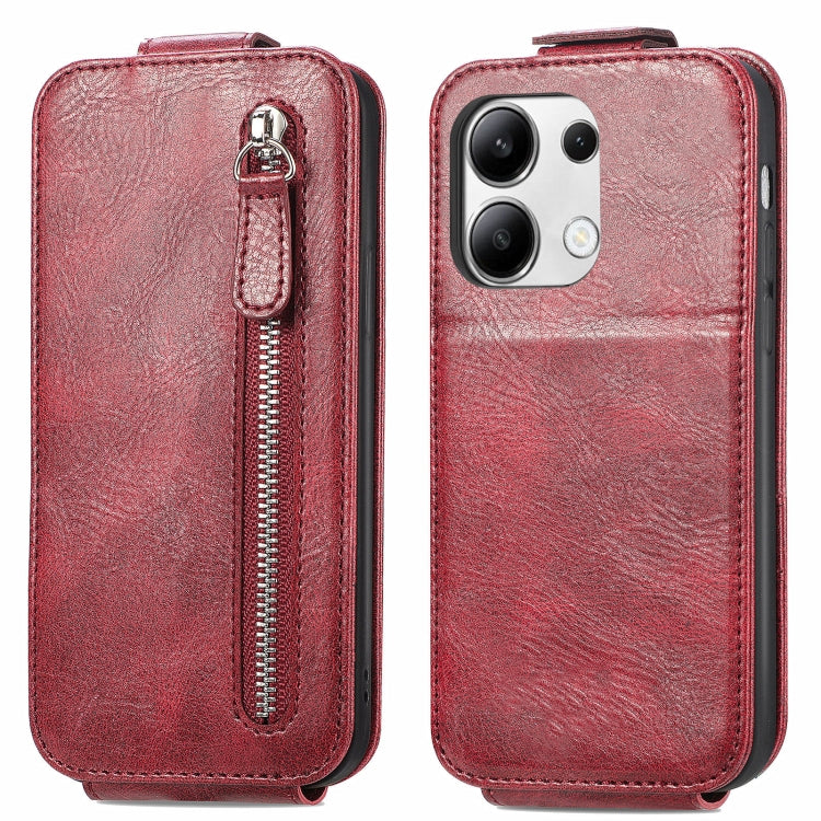 For Xiaomi Redmi Note 13 4G Zipper Wallet Vertical Flip Leather Phone Case(Red) - Note 13 Cases by PMC Jewellery | Online Shopping South Africa | PMC Jewellery | Buy Now Pay Later Mobicred