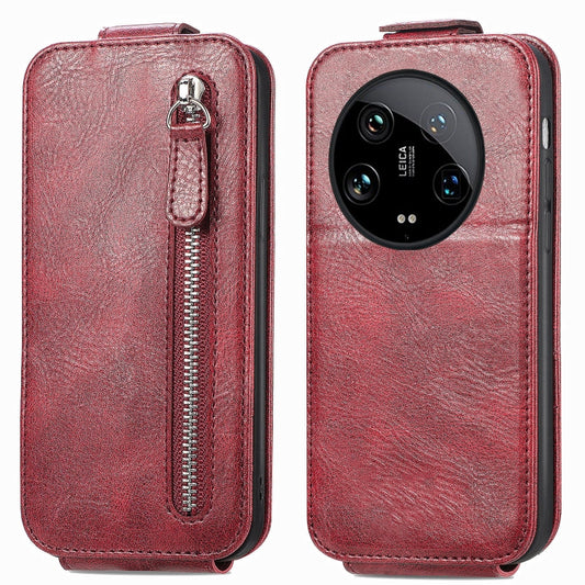 For Xiaomi 14 Ultra Zipper Wallet Vertical Flip Leather Phone Case(Red) - 14 Ultra Cases by PMC Jewellery | Online Shopping South Africa | PMC Jewellery | Buy Now Pay Later Mobicred