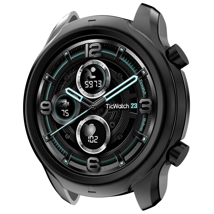 For Ticwatch Pro X Electroplated TPU Half Wrapped Watch Protective Case(Black) - Watch Case by PMC Jewellery | Online Shopping South Africa | PMC Jewellery | Buy Now Pay Later Mobicred