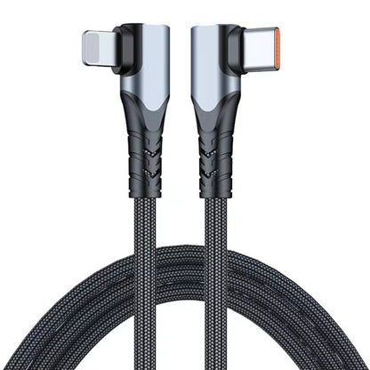 ENKAY Hat-Prince PD 20W Type-C to 8 Pin Dual Elbow Fast Charging Data Cable, Length:2m(Silver) - 2 in 1 Cable by ENKAY | Online Shopping South Africa | PMC Jewellery | Buy Now Pay Later Mobicred