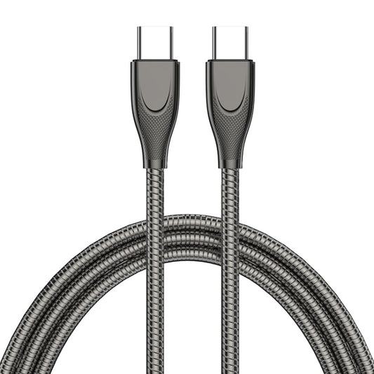 ENKAY ENK-CB130 2m PD100W Type-C to Type-C Carbon Steel Hose Spring Fast Charging Data Cable with E-Marker Chip(Black) - USB-C & Type-C Cable by ENKAY | Online Shopping South Africa | PMC Jewellery | Buy Now Pay Later Mobicred