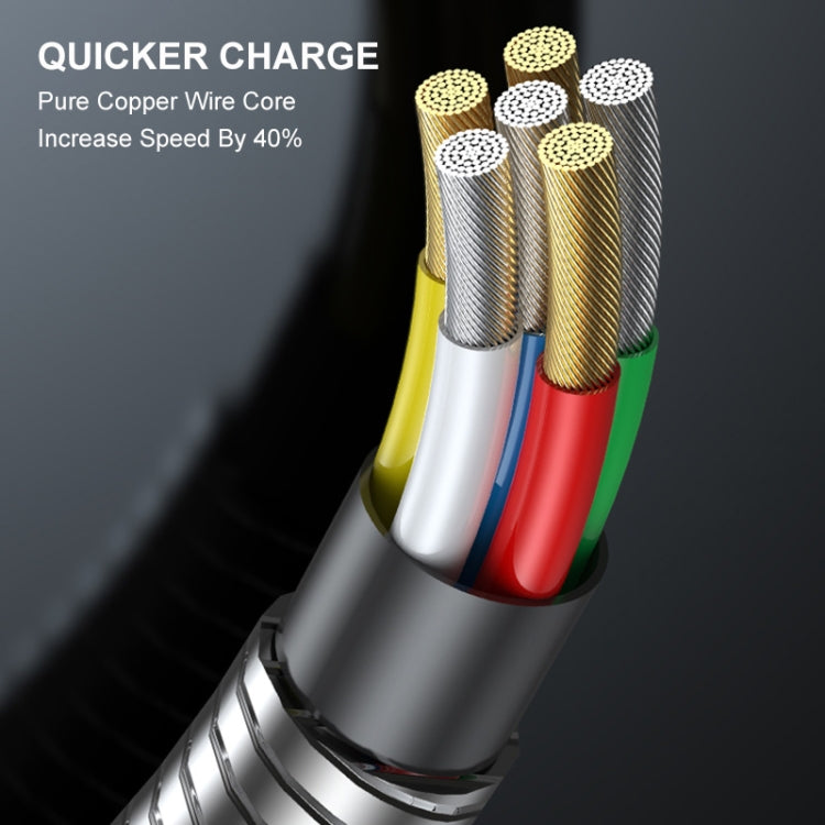 ENKAY ENK-CB131 USB to 8 Pin Carbon Steel Hose Spring 2.4A Fast Charging Data Cable, Length:1m(Black) - Normal Style Cable by ENKAY | Online Shopping South Africa | PMC Jewellery | Buy Now Pay Later Mobicred