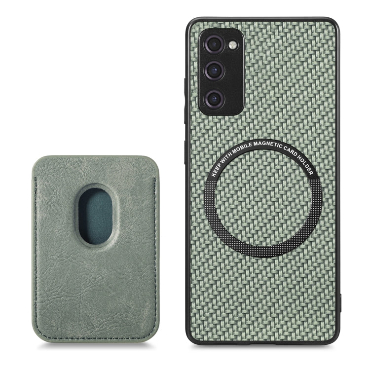 For Samsung Galaxy S20 FE Carbon Fiber Leather Card Magsafe Magnetic Phone Case(Green) - Galaxy S20 FE Cases by PMC Jewellery | Online Shopping South Africa | PMC Jewellery