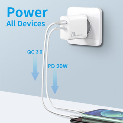 NORTHJO NOPD2002 PD20W USB-C/Type-C + QC 3.0 USB Dual Ports Fast Charger, EU Plug(White) - USB Charger by NORTHJO | Online Shopping South Africa | PMC Jewellery | Buy Now Pay Later Mobicred