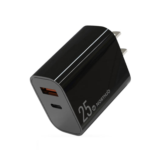 NORTHJO NOPD2502 PD 25W USB-C/Type-C + QC 3.0 USB Dual Ports Fast Charger, Plug Type:US Plug(Black) - USB Charger by NORTHJO | Online Shopping South Africa | PMC Jewellery | Buy Now Pay Later Mobicred