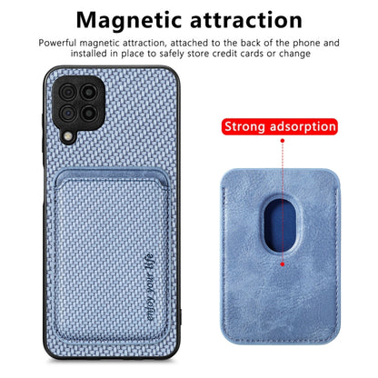 For Samsung Galaxy A22 4G Carbon Fiber Leather Card Magsafe Magnetic Phone Case(Blue) - Galaxy Phone Cases by PMC Jewellery | Online Shopping South Africa | PMC Jewellery