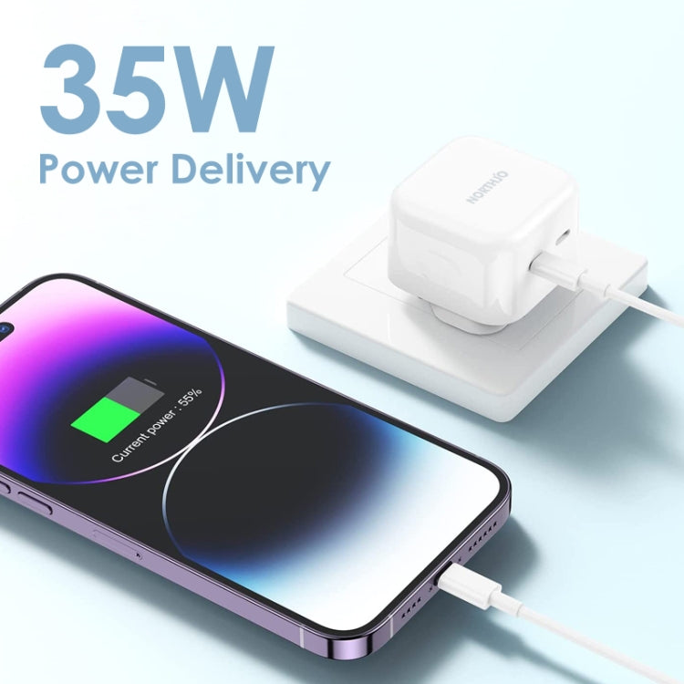 NORTHJO NOGAN3502 GaN PD PPS 35W Dual USB-C / Type-CWall Fast Charger, Plug Type:UK Plug(White) - USB Charger by NORTHJO | Online Shopping South Africa | PMC Jewellery | Buy Now Pay Later Mobicred