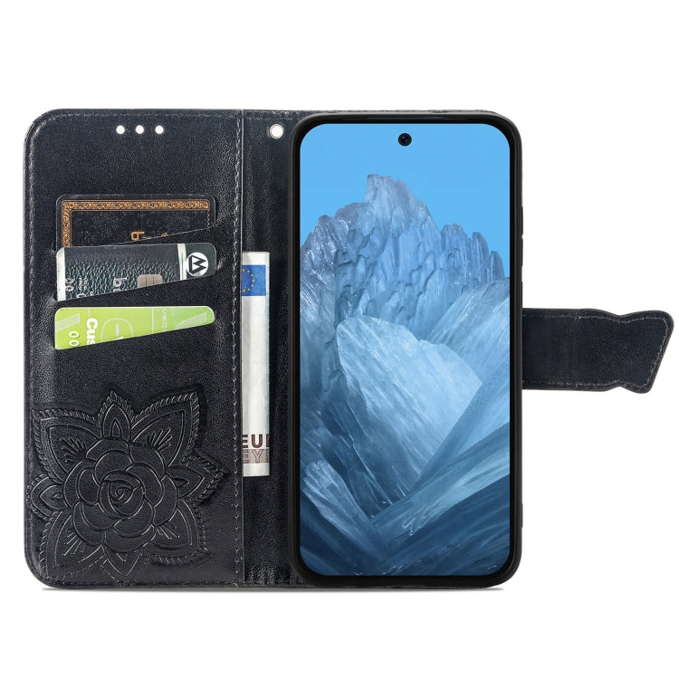 For Google Pixel 9 Butterfly Love Flower Embossed Leather Phone Case(Black) - Google Cases by PMC TechLife | Online Shopping South Africa | PMC TechLife | Buy Now Pay Later Mobicred