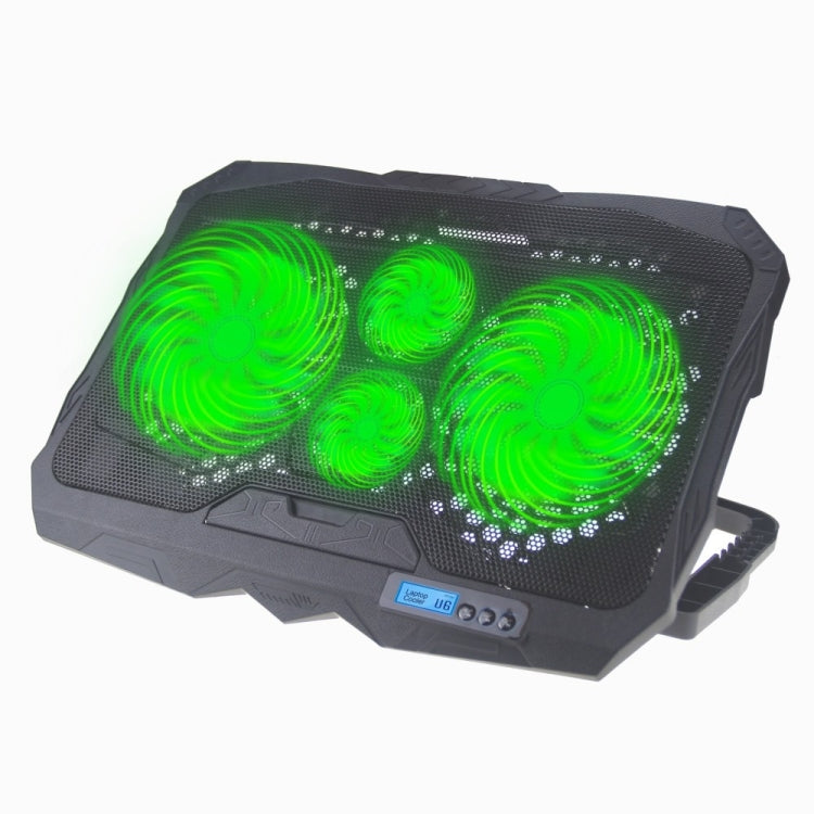 S18 Aluminum Four Fans Gaming Laptop Cooling Pad Foldable Holder with Wind Speed Display(Green) - Cooling Pads by PMC Jewellery | Online Shopping South Africa | PMC Jewellery | Buy Now Pay Later Mobicred