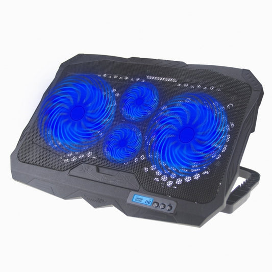 S18 Aluminum Four Fans Gaming Laptop Cooling Pad Foldable Holder with Wind Speed Display(Blue) - Cooling Pads by PMC Jewellery | Online Shopping South Africa | PMC Jewellery | Buy Now Pay Later Mobicred