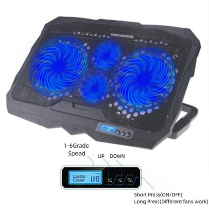 S18 Aluminum Four Fans Gaming Laptop Cooling Pad Foldable Holder with Wind Speed Display(Blue) - Cooling Pads by PMC Jewellery | Online Shopping South Africa | PMC Jewellery | Buy Now Pay Later Mobicred