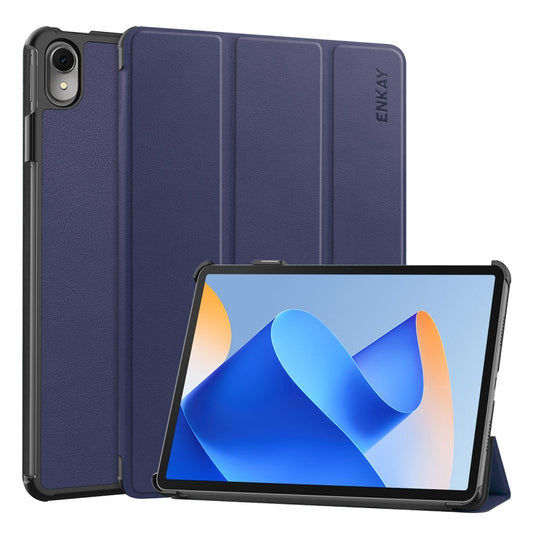 For Huawei MatePad 11 2023 ENKAY Tri-fold Custer Texture Leather Stand Smart Case(Dark Blue) - Huawei by ENKAY | Online Shopping South Africa | PMC Jewellery | Buy Now Pay Later Mobicred