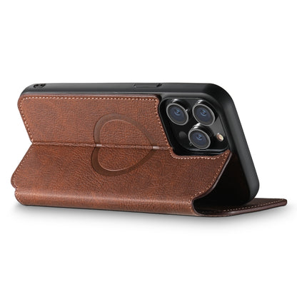 For iPhone 12/12 Pro Suteni J06 Retro Matte Litchi Texture Leather Magnetic Magsafe Phone Case(Brown) - iPhone 12 / 12 Pro Cases by Suteni | Online Shopping South Africa | PMC Jewellery | Buy Now Pay Later Mobicred