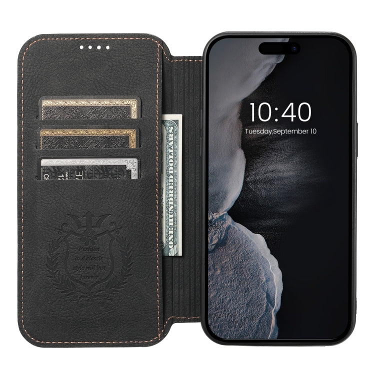 For iPhone 14 Suteni J06 Retro Matte Litchi Texture Leather Magnetic Magsafe Phone Case(Black) - iPhone 14 Cases by Suteni | Online Shopping South Africa | PMC Jewellery