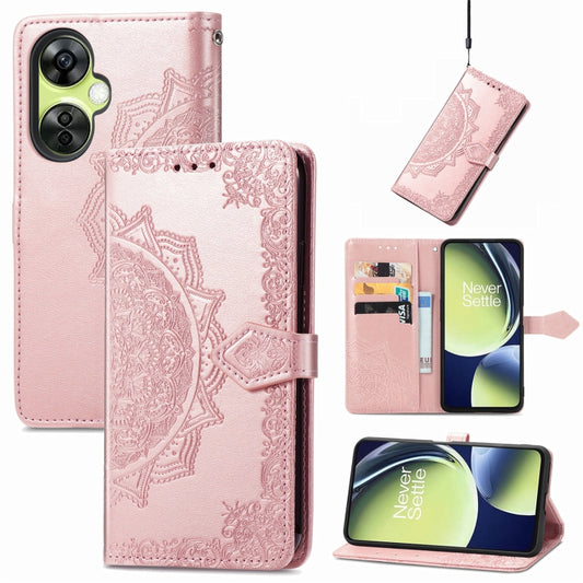 For OnePlus Nord CE 3 Lite Mandala Flower Embossed Leather Phone Case(Rose Gold) - OnePlus Cases by PMC Jewellery | Online Shopping South Africa | PMC Jewellery | Buy Now Pay Later Mobicred