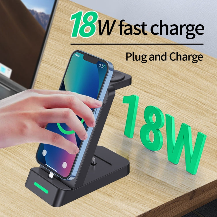 B20 18W 3 in 1 Wireless Charger Stand Charger Dock for iPhone Apple Watch Series(Black) - Wireless Charger by PMC Jewellery | Online Shopping South Africa | PMC Jewellery