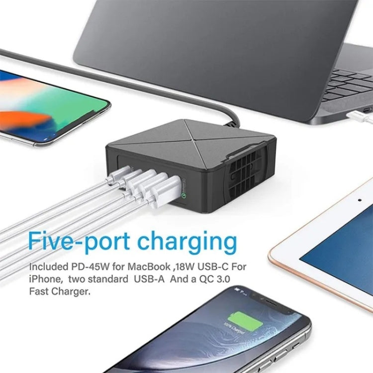 PD-75 Desktop PD Type-C USB QC 3.0 Fast Mobile Phone Charging Station Multifunctional Wireless Charger(EU Plug) - Multifunction Charger by PMC Jewellery | Online Shopping South Africa | PMC Jewellery | Buy Now Pay Later Mobicred