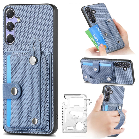 For Samsung Galaxy S25 5G Wristband Kickstand Wallet Back Phone Case with Tool Knife(Blue) - Galaxy S25 5G Cases by PMC Jewellery | Online Shopping South Africa | PMC Jewellery | Buy Now Pay Later Mobicred