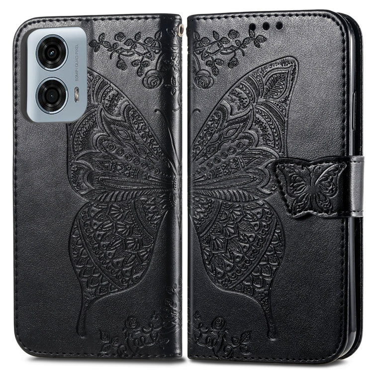 For Motorola Moto G24 Power Butterfly Love Flower Embossed Leather Phone Case(Black) - Motorola Cases by PMC Jewellery | Online Shopping South Africa | PMC Jewellery | Buy Now Pay Later Mobicred