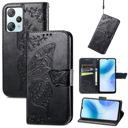 For Blackview A53 Butterfly Love Flower Embossed Leather Phone Case(Black) - More Brand by PMC Jewellery | Online Shopping South Africa | PMC Jewellery | Buy Now Pay Later Mobicred