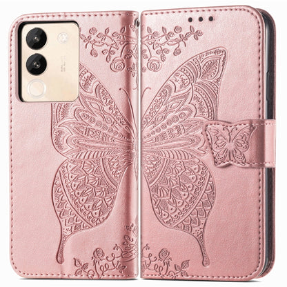 For vivo X100 Pro Butterfly Love Flower Embossed Leather Phone Case(Rose Gold) - X100 Pro Cases by imak | Online Shopping South Africa | PMC Jewellery | Buy Now Pay Later Mobicred