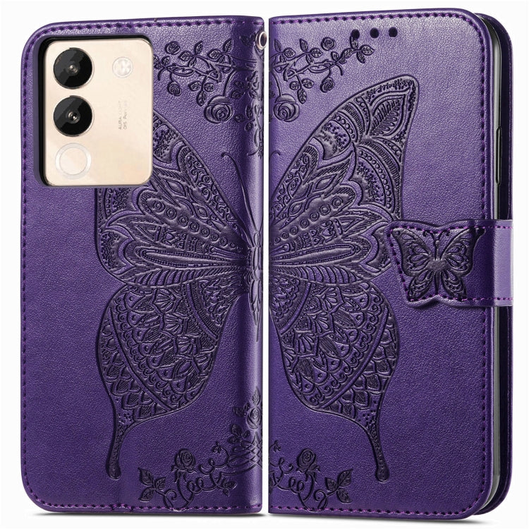 For vivo X100 Butterfly Love Flower Embossed Leather Phone Case(Purple) - X100 Cases by imak | Online Shopping South Africa | PMC Jewellery | Buy Now Pay Later Mobicred