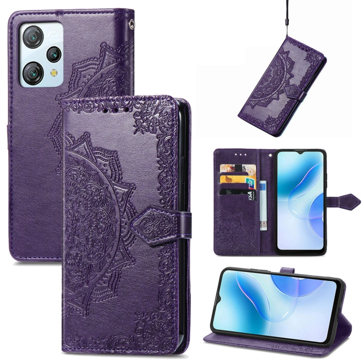 For Blackview A53 Mandala Flower Embossed Leather Phone Case(Purple) - More Brand by PMC TechLife | Online Shopping South Africa | PMC TechLife | Buy Now Pay Later Mobicred