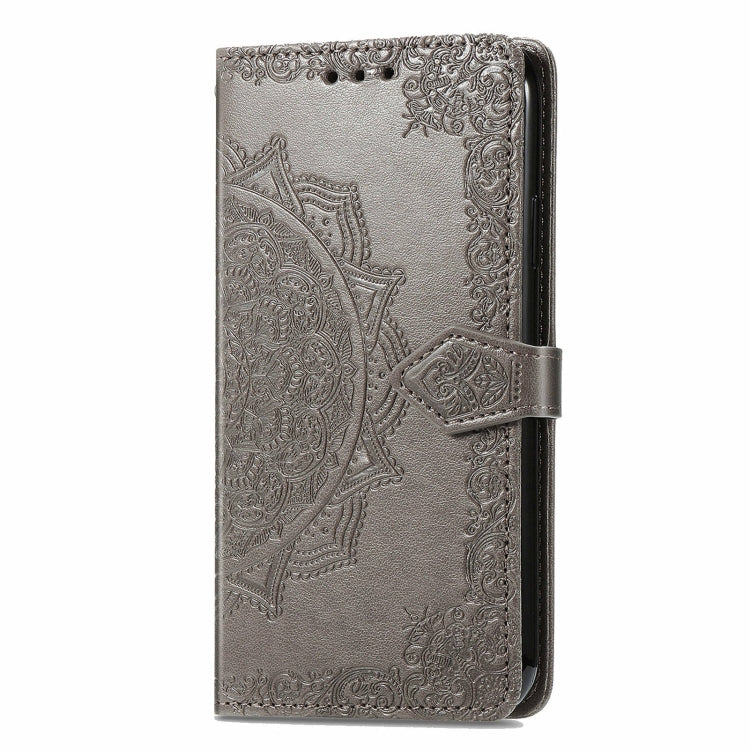 For Motorola Moto G Play 2024 Mandala Flower Embossed Leather Phone Case(Gray) - Motorola Cases by PMC Jewellery | Online Shopping South Africa | PMC Jewellery | Buy Now Pay Later Mobicred