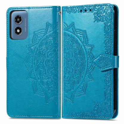 For Motorola Moto G Play 2024 Mandala Flower Embossed Leather Phone Case(Blue) - Motorola Cases by PMC Jewellery | Online Shopping South Africa | PMC Jewellery | Buy Now Pay Later Mobicred