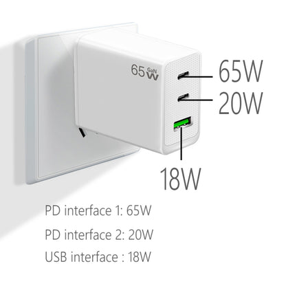 GaN PD65W Type-C x 2 + USB3.0 Laptop Adapter ,US Plug(White) - USB Charger by PMC Jewellery | Online Shopping South Africa | PMC Jewellery | Buy Now Pay Later Mobicred