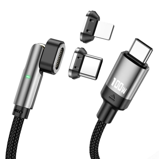 ENKAY 2 in 1 PD 100W / 27W 180 Degrees Rotation Magnetic Type-C / 8 Pin Fast Charging Data Cable with LED Light, Length:1m - Charging Cable & Head by ENKAY | Online Shopping South Africa | PMC Jewellery | Buy Now Pay Later Mobicred