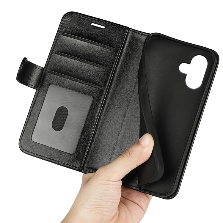 For iPhone 16 Plus R64 Texture Horizontal Flip Leather Phone Case(Black) - iPhone 16 Plus Cases by PMC TechLife | Online Shopping South Africa | PMC TechLife | Buy Now Pay Later Mobicred