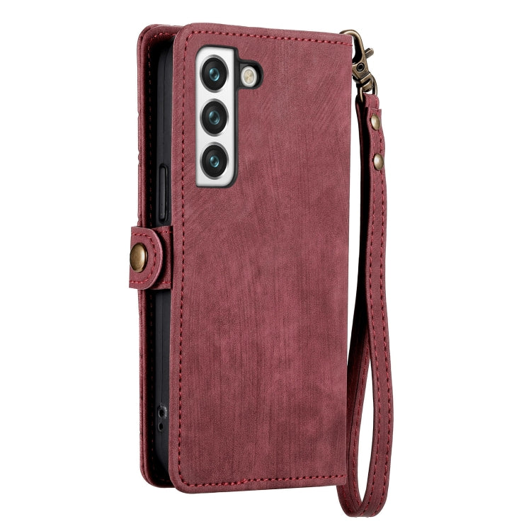 For Samsung Galaxy S20+ Geometric Zipper Wallet Side Buckle Leather Phone Case(Red) - free shipping - PMC TechLife - Order now!