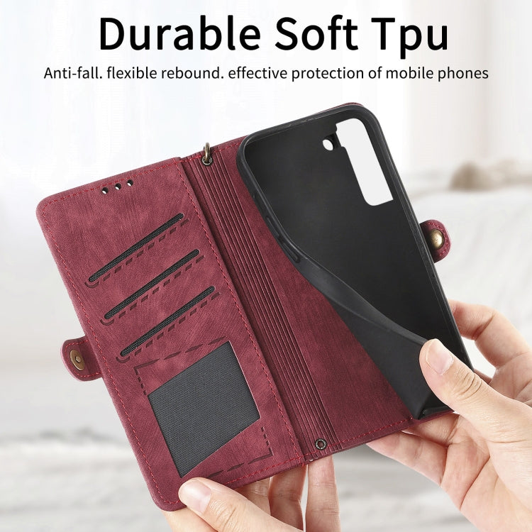 For Samsung Galaxy S20+ Geometric Zipper Wallet Side Buckle Leather Phone Case(Red) - free shipping - PMC TechLife - Order now!